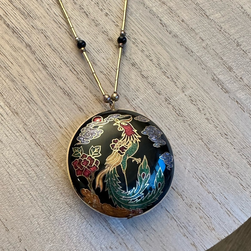 Vintage Cloisonne Pennant Necklace